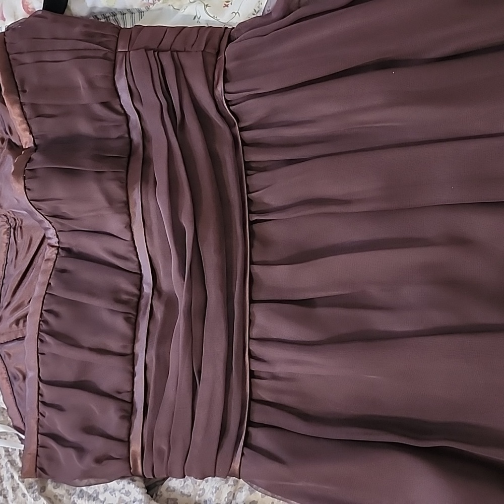 Thread Brown Strapless Floor Length Bridesmaid Dr… - image 7